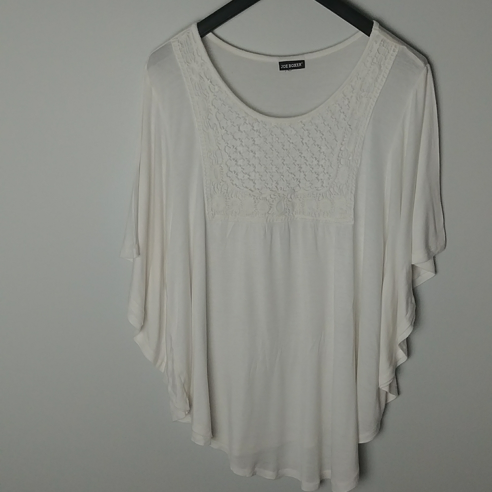 Joe Boxer Butterfly Sleeves With Knit Front and Curved Hem